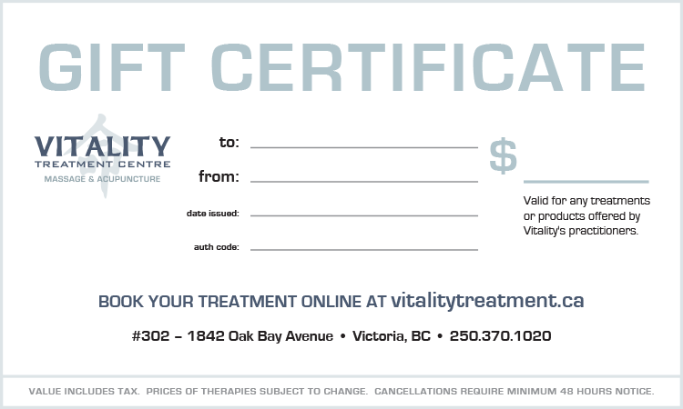 Vitality Massage Gift Certificate